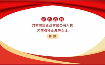 喜報—河南旭瑞食品有限公司被認定為“河南省種企雁陣企業”